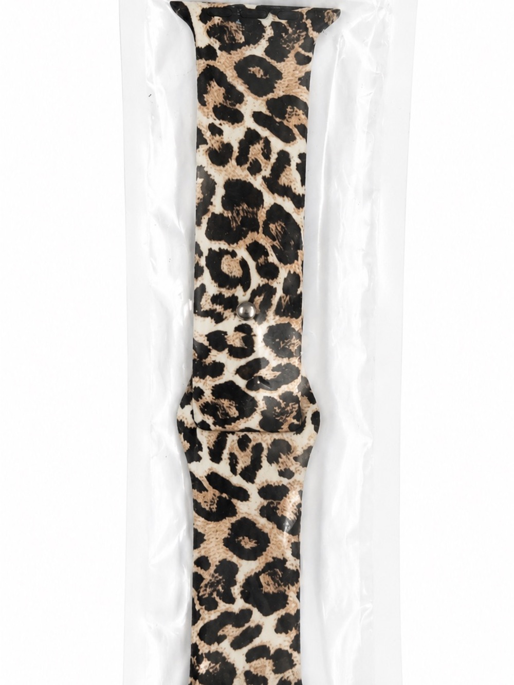 Leopard Print Silicone Watch Band - Beige & Black